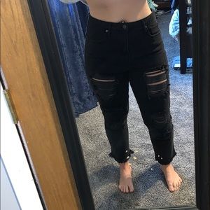 Distressed black jeans